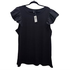 NWT Torrid Ribbed Mix Ruffle Top Black Plus Sz 4X Stretch Goth Fairy Whimsigoth